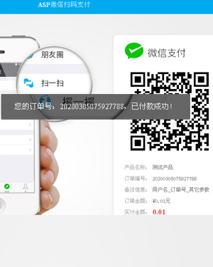 扫码支付返回支付成功